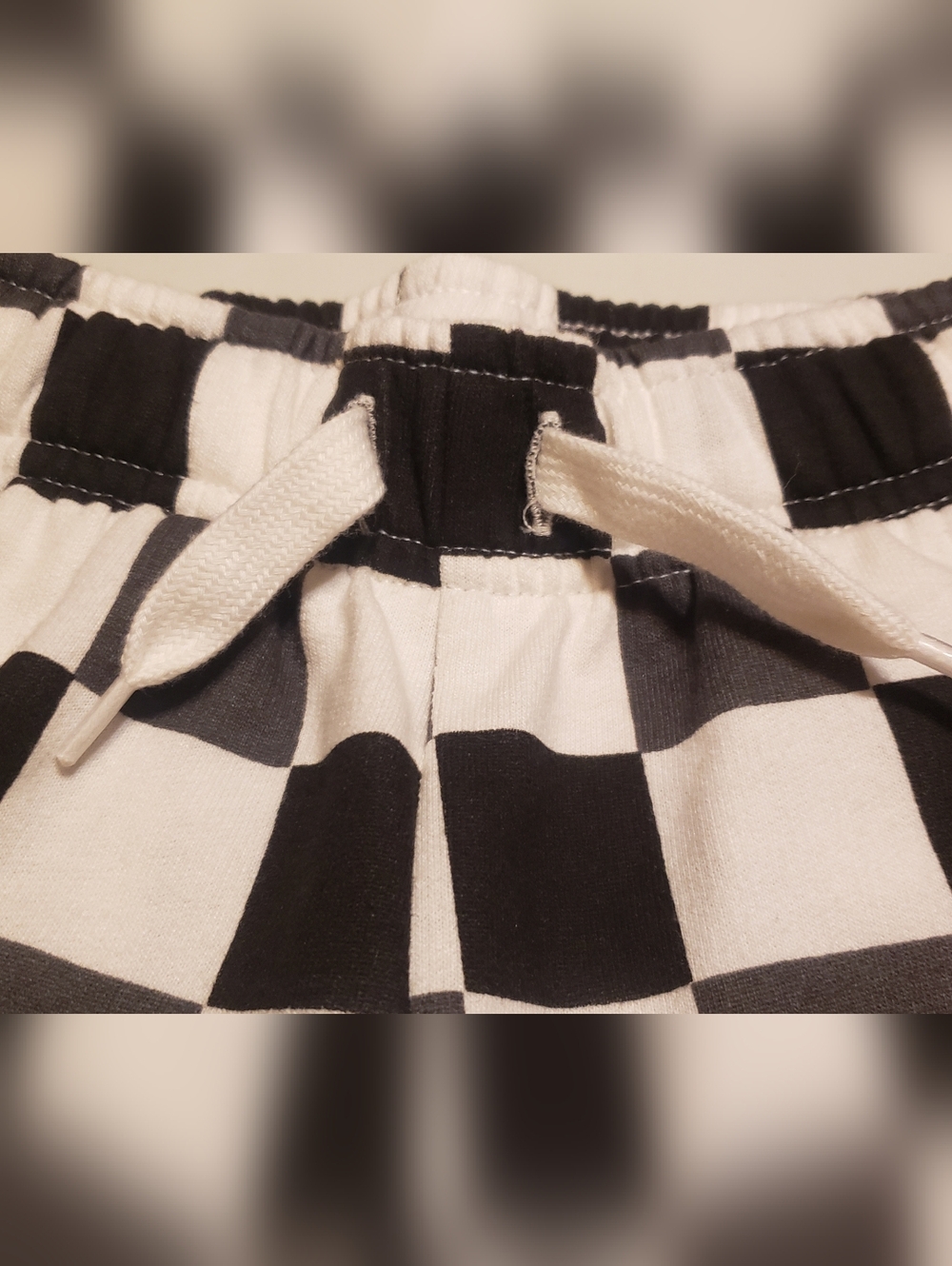 Cat & Jack Black and White Checkerboard Drawstring Shorts - Picture 4 of 6
